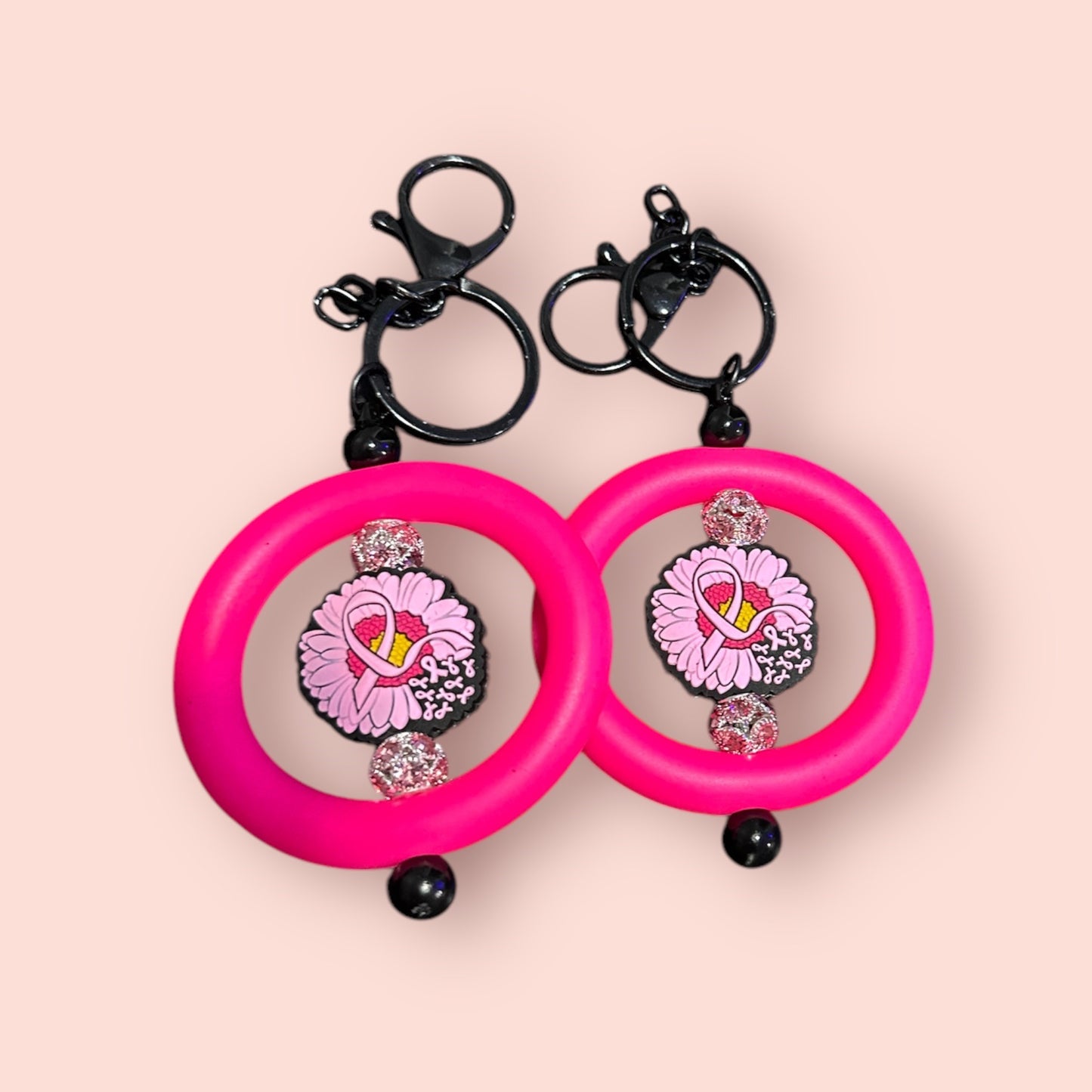 Beaded Silicone Ring Bar Keychain