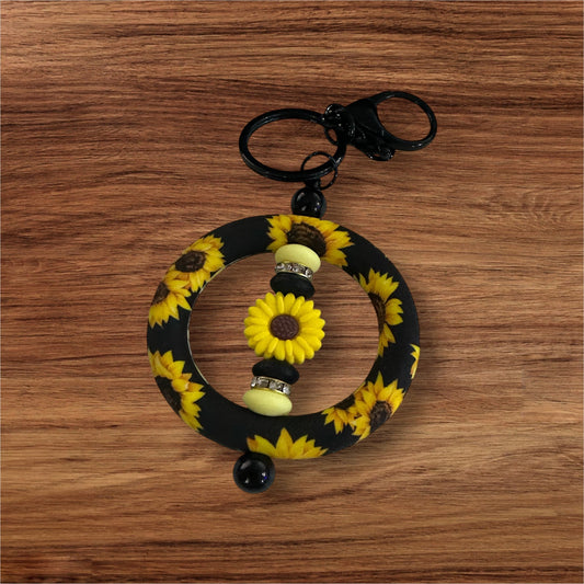 Beaded Silicone Ring Bar Keychain